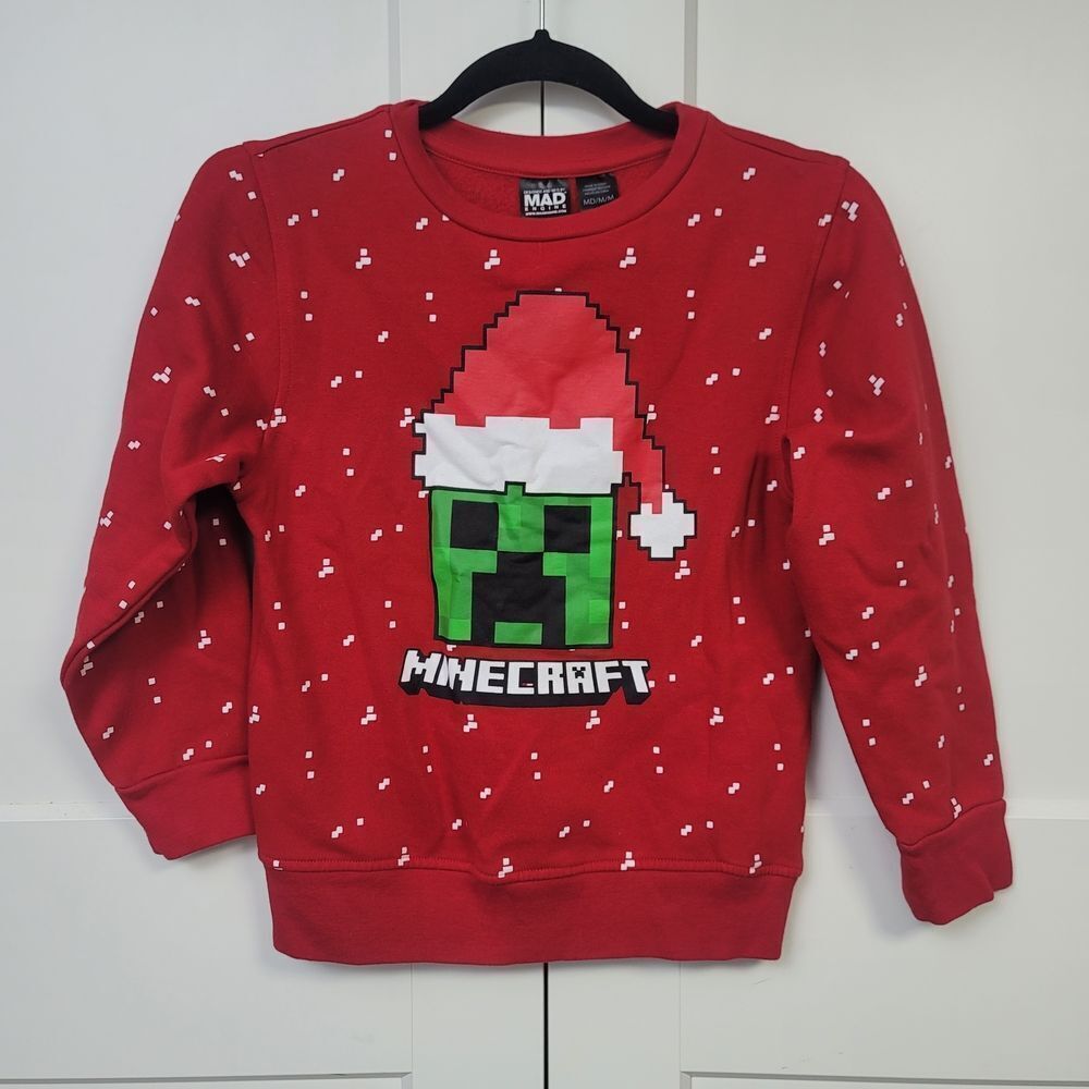 MAD Engine Red Minecraft Creeper Holiday Sweatshirt